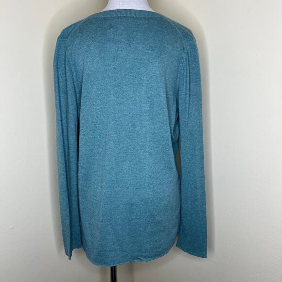 BCBGMaxAzria Sweater XL Powder Blue Plunge Neck Knit Wool Cashmere Angora New - Picture 3 of 8